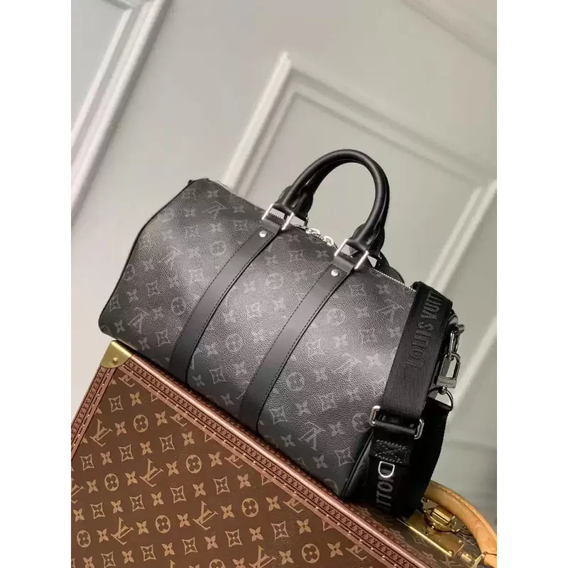 LV M46655 Louis Vuitton Keepall Bandoulière 35 Monogram Eclipse Black