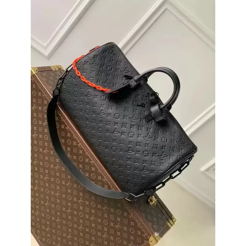 LV M44470 Louis Vuitton Keepall Bandoulière 50 Cestovní taška Monogram taurillon kůže Černá