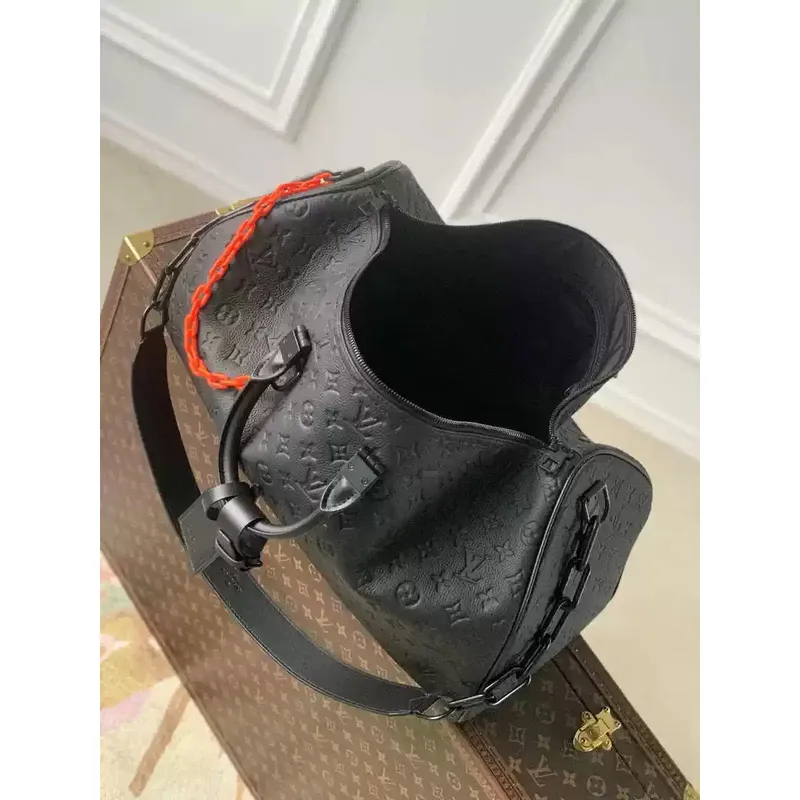 LV M44470 Louis Vuitton Keepall Bandoulière 50 Cestovní taška Monogram taurillon kůže Černá