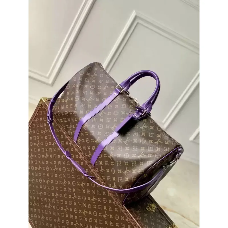 LV M46775 Louis Vuitton Keepall Bandoulière 50 Cestovní taška Monogram Fialová M12633