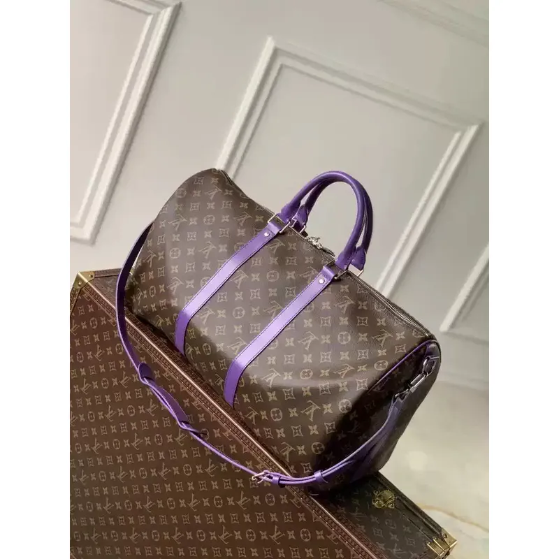 LV M46775 Louis Vuitton Keepall Bandoulière 50 Cestovní taška Monogram Fialová M12633