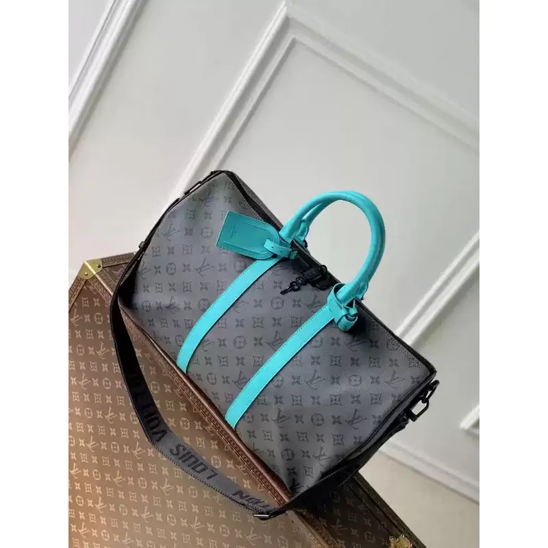 LV M11481 Louis Vuitton Keepall Bandoulière 45 Cestovní taška Monogram Eclipse Reverse Blue