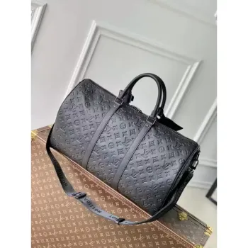 LV M44810 Louis Vuitton Keepall Bandoulière 50 Monogram stínová kůže Černá