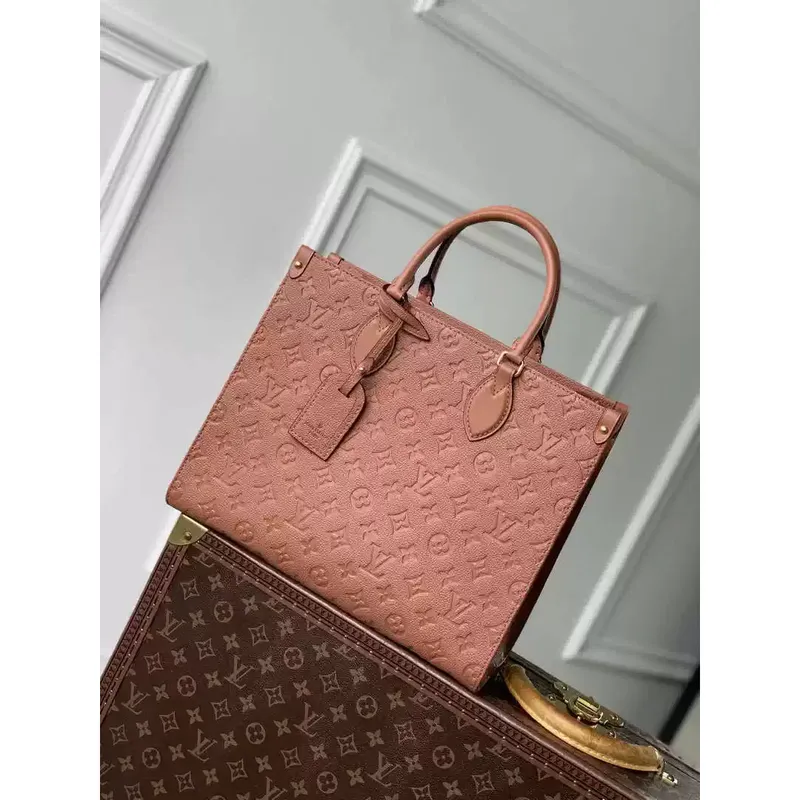 LV M12775 Louis Vuitton OnTheGo MM Taška Monogram Empreinte Hnědá
