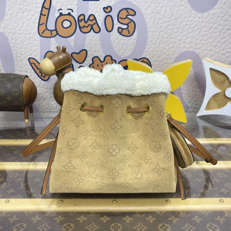 LV M11839 Louis Vuitton Bella Kabelka Z semišové kůže Béžová