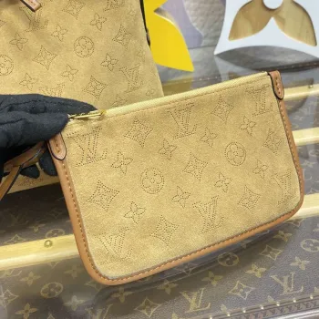 LV M11843 Louis Vuitton CarryAll PM Suede kožená taška béžová