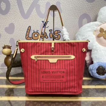 LV M12096 Louis Vuitton Oboustranná kabelka Neverfull Inside Out MM Červená