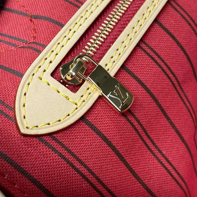 LV M12096 Louis Vuitton Oboustranná kabelka Neverfull Inside Out MM Červená