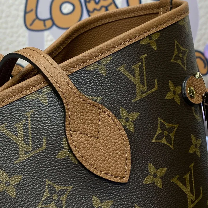 LV M12061 Louis Vuitton Oboustranná kabelka Neverfull Inside Out MM Hnědá