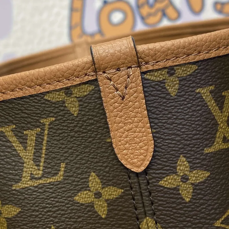 LV M12061 Louis Vuitton Oboustranná kabelka Neverfull Inside Out MM Hnědá