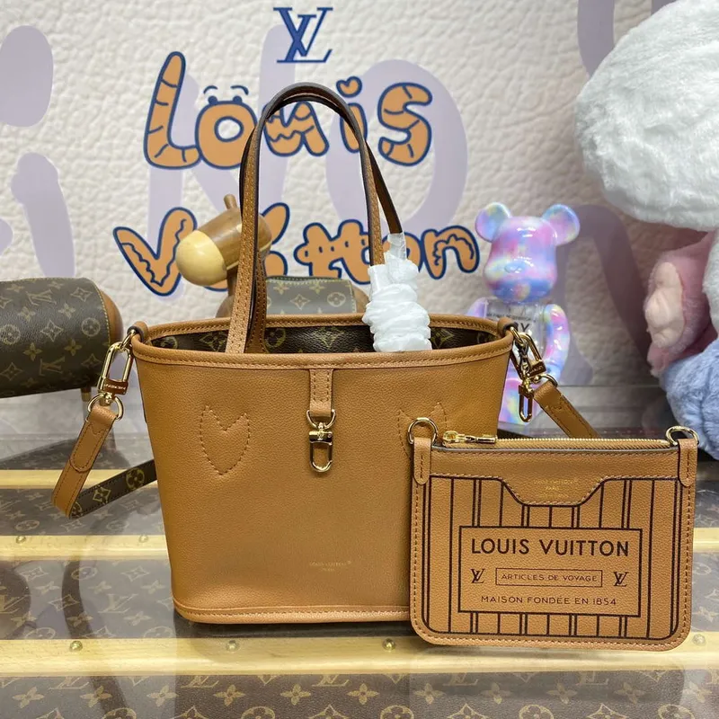 LV M12099 Louis Vuitton Oboustranná kabelka Neverfull Bandoulière Inside Out BB Hnědá