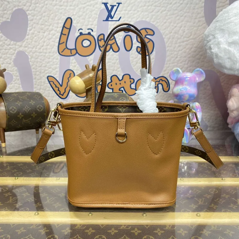 LV M12099 Louis Vuitton Oboustranná kabelka Neverfull Bandoulière Inside Out BB Hnědá