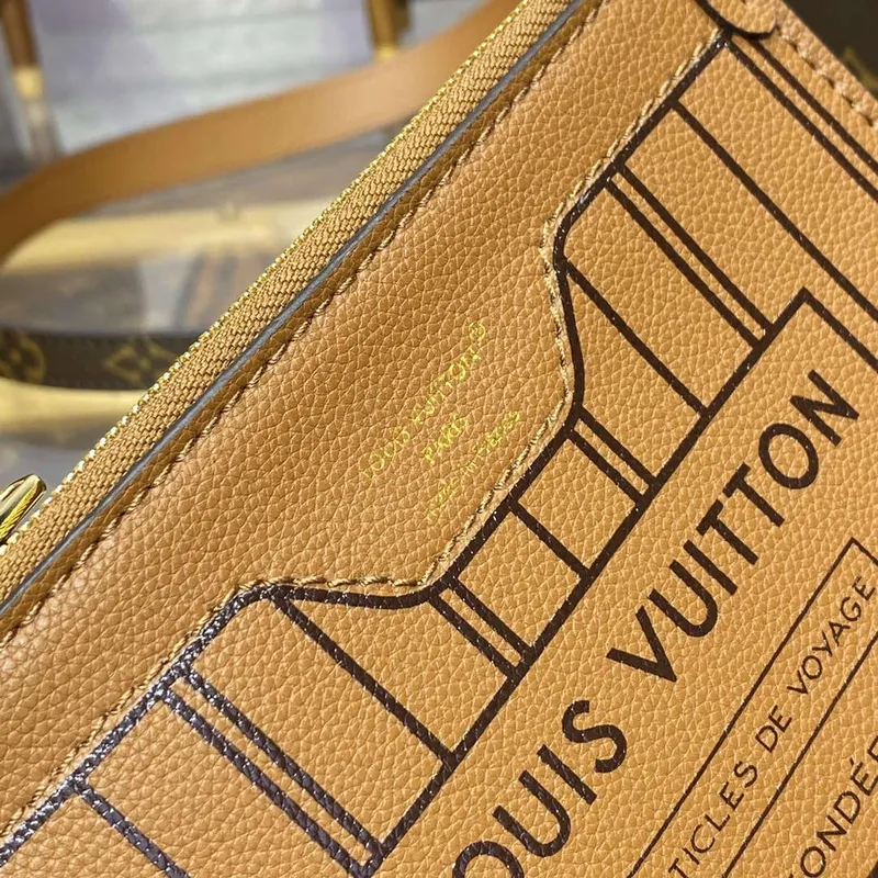 LV M12099 Louis Vuitton Oboustranná kabelka Neverfull Bandoulière Inside Out BB Hnědá