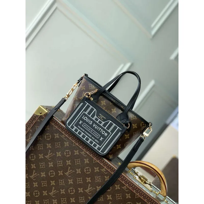 LV M12099 Louis Vuitton Oboustranná kabelka Neverfull Bandoulière Inside Out BB Černá