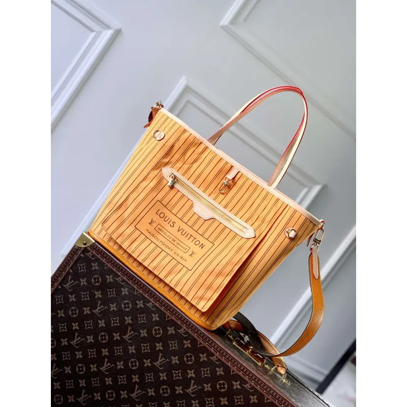 LV M11947 Louis Vuitton Oboustranná kabelka Neverfull Inside Out MM Žlutá
