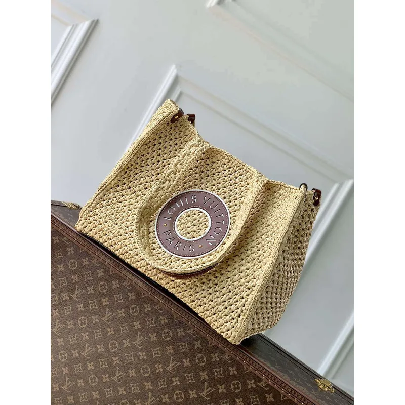 LV M24723 Louis Vuitton OnTheGo MM Taška Přírodní Hnědá