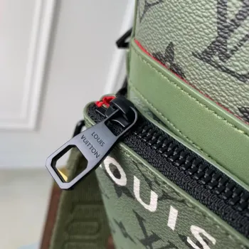 LV M23783 Louis Vuitton Trio Messenger Bag Khaki Green/Vermillion Red