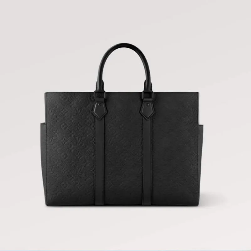 LV M21865 Louis Vuitton Sac Plat 24H Tote Bag Embossed Taurillon Monogram hovězí kůže