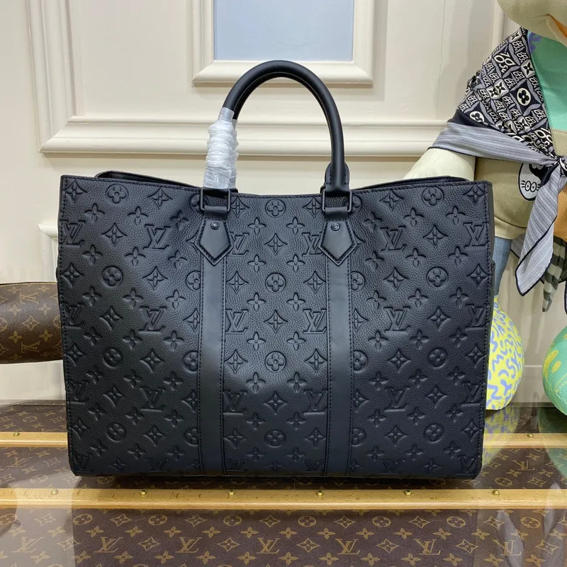 LV M21865 Louis Vuitton Sac Plat 24H Tote Bag Embossed Taurillon Monogram hovězí kůže