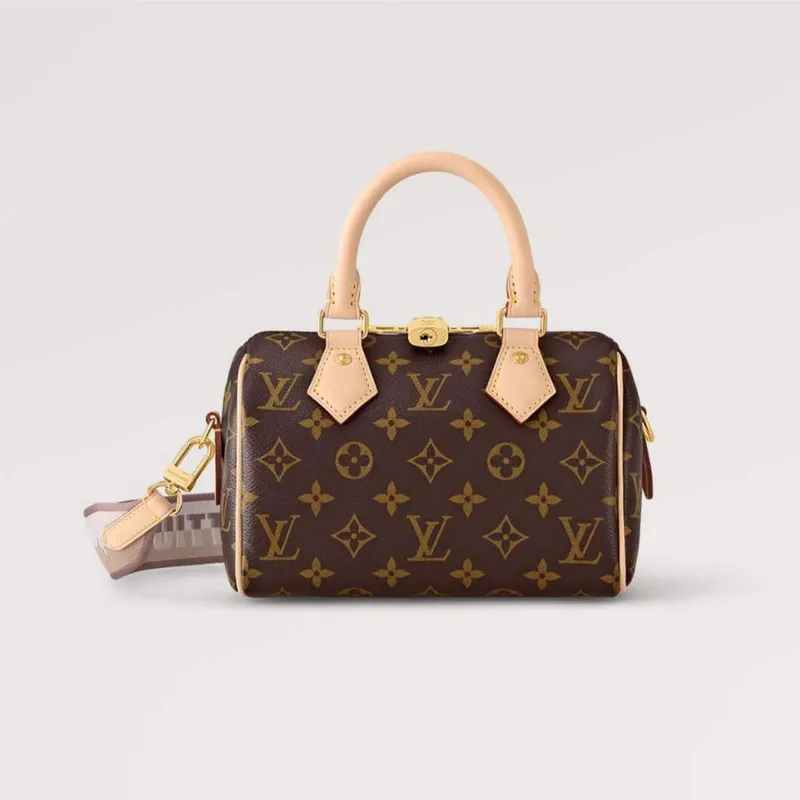 LV M46222 Louis Vuitton Speedy Bandoulière 20 Monogram potažená plátno Béžová