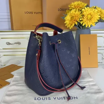 LV M45306  Louis Vuitton NéoNoé MM Kabela na víno Námořnická modrá a červená