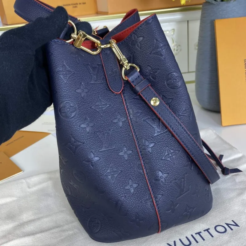 LV M45306  Louis Vuitton NéoNoé MM Kabela na víno Námořnická modrá a červená