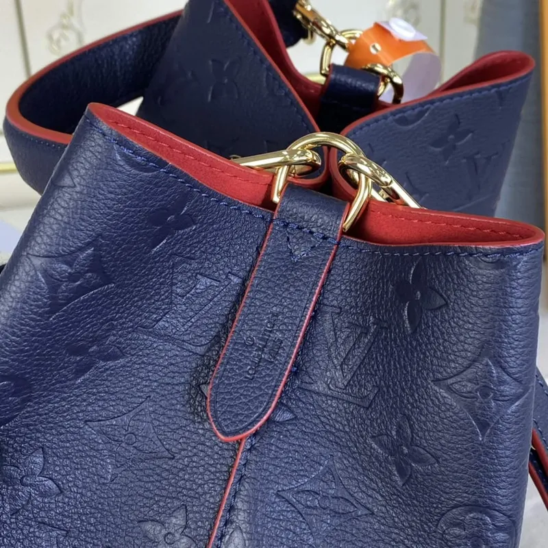 LV M45306  Louis Vuitton NéoNoé MM Kabela na víno Námořnická modrá a červená