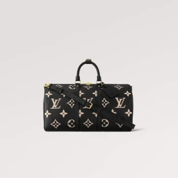 LV M46670 Louis Vuitton Keepall Bandoulière 45 Taška Černá/Beige
