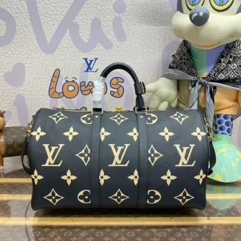 LV M46670 Louis Vuitton Keepall Bandoulière 45 Taška Černá/Beige