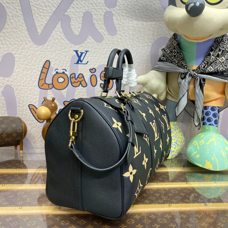 LV M46670 Louis Vuitton Keepall Bandoulière 45 Taška Černá/Beige