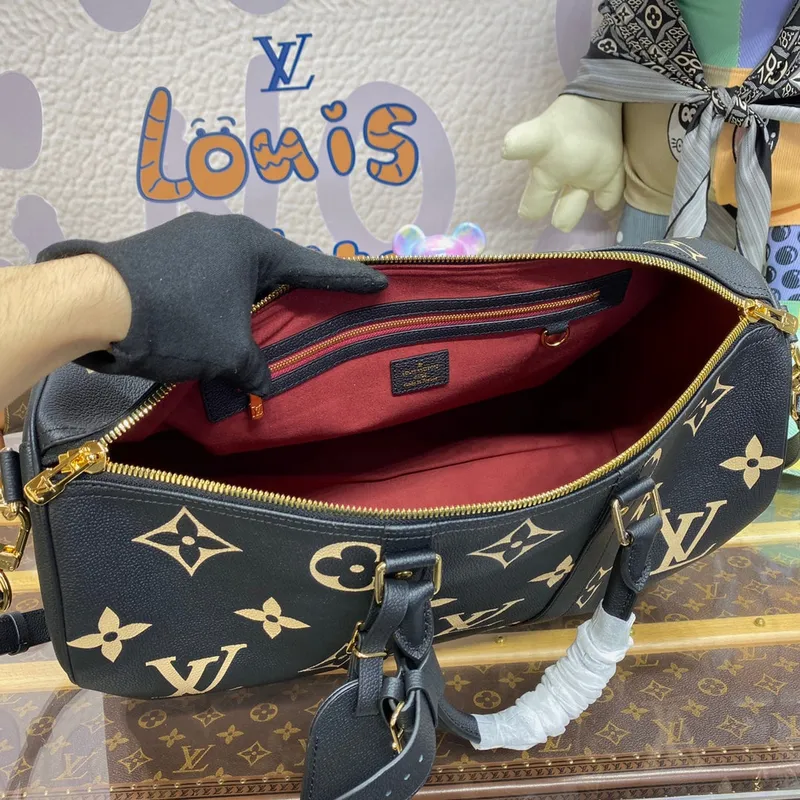 LV M46670 Louis Vuitton Keepall Bandoulière 45 Taška Černá/Beige