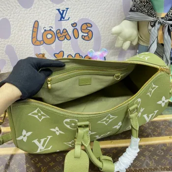 LV M46671 Louis Vuitton Keepall Bandoulière 45 Taška Khaki Fango/Crème