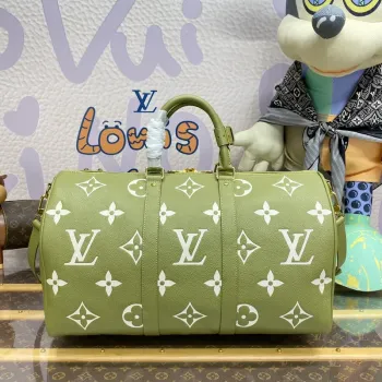 LV M46671 Louis Vuitton Keepall Bandoulière 45 Taška Khaki Fango/Crème