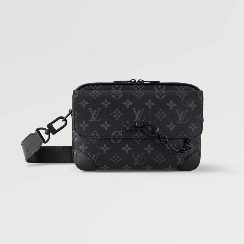 LV M46795 Louis Vuitton Steamer Messenger Bag Monogram Eclipse potažená plátno