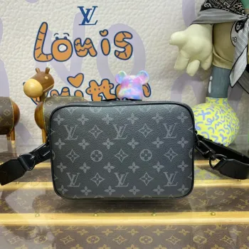 LV M46795 Louis Vuitton Steamer Messenger Bag Monogram Eclipse potažená plátno