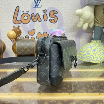 LV M46795 Louis Vuitton Steamer Messenger Bag Monogram Eclipse potažená plátno