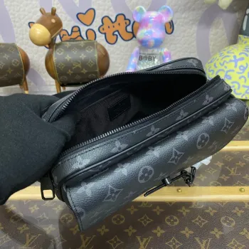 LV M46795 Louis Vuitton Steamer Messenger Bag Monogram Eclipse potažená plátno