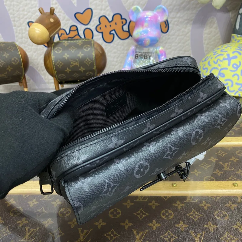 LV M46795 Louis Vuitton Steamer Messenger Bag Monogram Eclipse potažená plátno