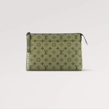 LV M82800 Louis Vuitton Pochette Voyage Souple Khaki Zelená/Vermilion Červená