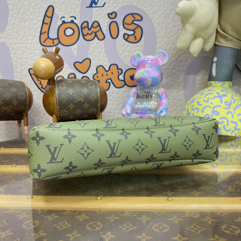 LV M82800 Louis Vuitton Pochette Voyage Souple Khaki Zelená/Vermilion Červená