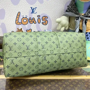 LV M23962 Louis Vuitton Keepall Bandoulière 45 Taška Khaki Zelená/Vermilion Červená