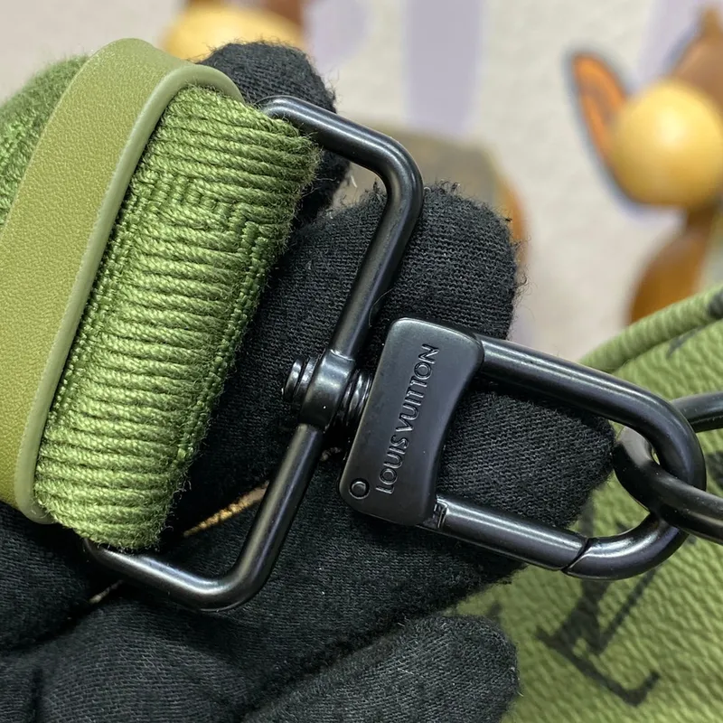 LV M23962 Louis Vuitton Keepall Bandoulière 45 Taška Khaki Zelená/Vermilion Červená