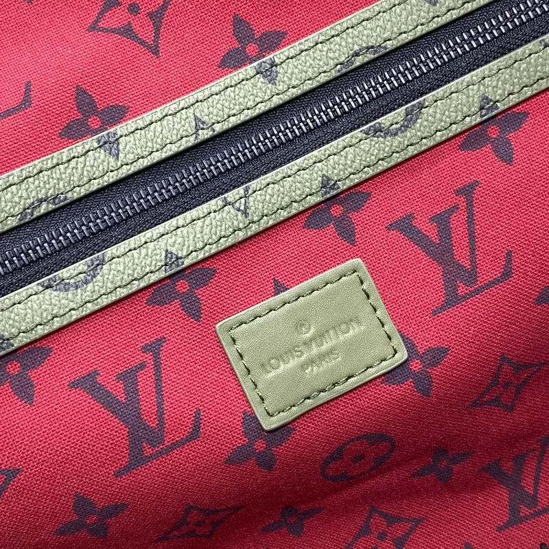 LV M23962 Louis Vuitton Keepall Bandoulière 45 Taška Khaki Zelená/Vermilion Červená