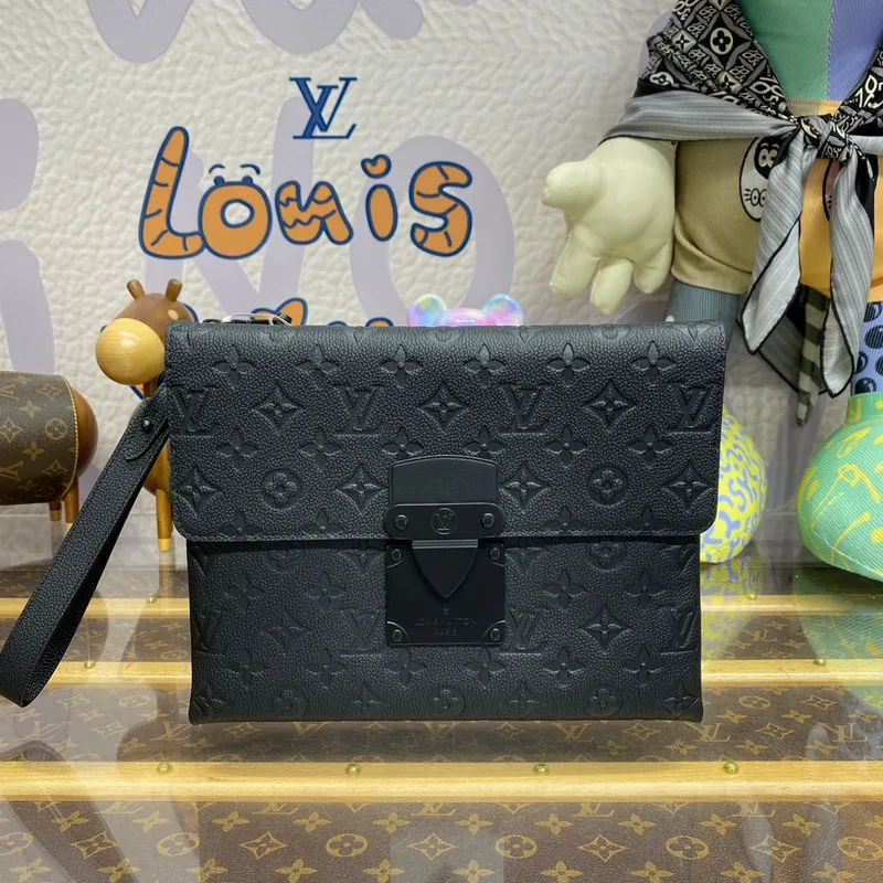 LV M82598 Louis Vuitton S Lock Pochette Monogram Empreinte Kůže Černá