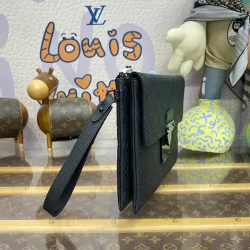 LV M82598 Louis Vuitton S Lock Pochette Monogram Empreinte Kůže Černá