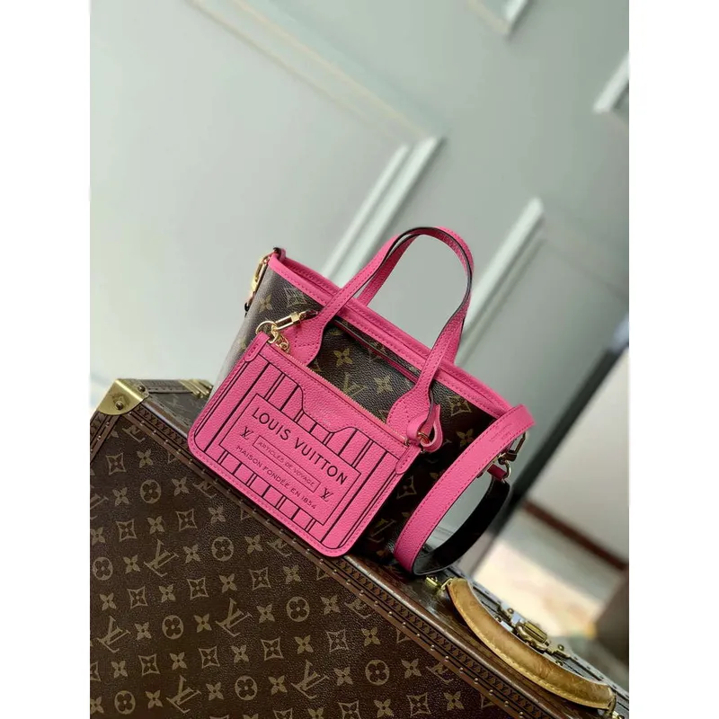 LV M12106 Louis Vuitton Neverfull Bandoulière Inside Out BB Kabelka Rose