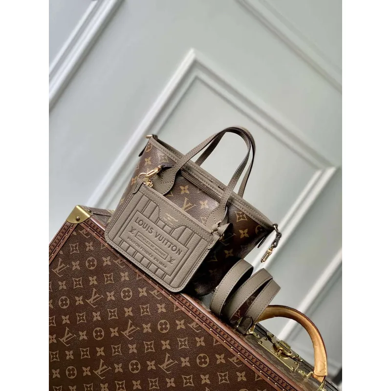 LV M12109 Louis Vuitton Neverfull Bandoulière Inside Out BB Kabelka Šedá