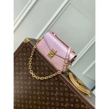 LV N85902 Louis Vuitton Pochette Métis East West Taška z pštrosí kůže Růžový glazur