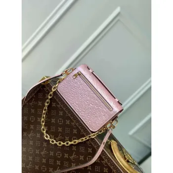 LV N85902 Louis Vuitton Pochette Métis East West Taška z pštrosí kůže Růžový glazur