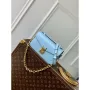 LV N85902 Louis Vuitton Pochette Métis East West Taška z pštrosí kůže Modrý glazur